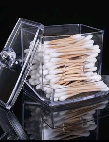 Transparent Dust-proof Cotton Buds Storage Box With Lid, Makeup Stick Box - Home Desktop Storage