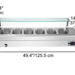 Buffet Food Warmer Stainless Steel 6 Pans with Glass Shield Commercial Countertop Bain Marie 220v