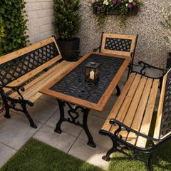 Garden table with 2 bench and 1 chair [ cast iron ]