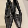 Low heel black leather suede designer women shoes size 6 Image 2