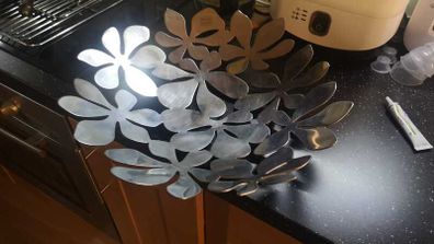 Silver Floral Large Decorative Bowl  / Ornament / Fruit Bowl