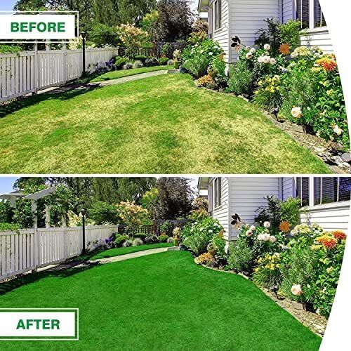 Artificial Grass Turf 10m x 1m Fake Lawn Astro Turf Pile High Artificial Grass Cheap Astro Garden Lawn Realistic Synthetic Grass Turf Lawn Mat with Drainage Holes for Pet Patio Garden Landscape