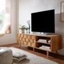 160cm Oak Effect TV Stand  Modern Entertainment Unit with Storage Cabinet Image 6
