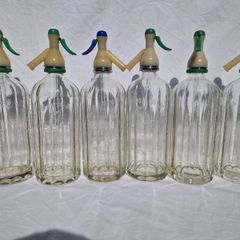 6 Antique Soda Bottles and Crate