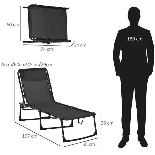 Folding Sun Lounger, 3 Positions (FREE SHIPPING)