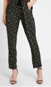 Opus green and black leopard print cropped trousers