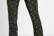 Opus green and black leopard print cropped trousers