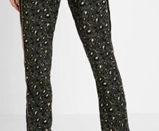 Opus green and black leopard print cropped trousers