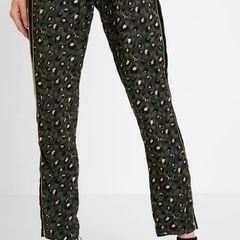Opus green and black leopard print cropped trousers