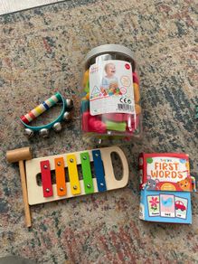Music toys and flash cards.