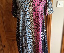 Ladies Annime blue and pink print A Line Dress size M includes postage