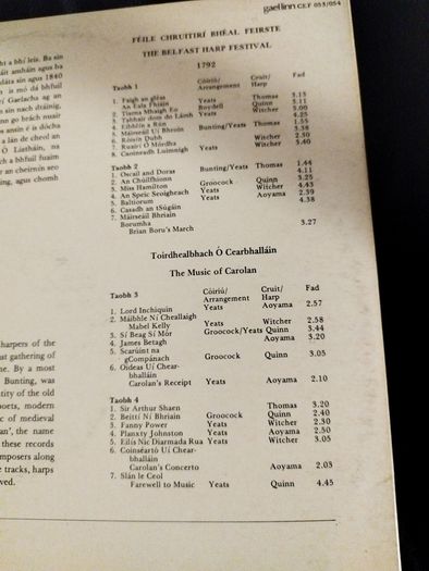 Grainne Yeats Feile na gCruitiri Beal Feirste 1792 2lp Gael-linn