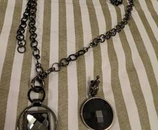 Dyrberg/Kern Gunmetal Necklace with Faceted Pendants