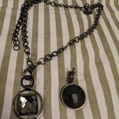 Dyrberg/Kern Gunmetal Necklace with Faceted Pendants