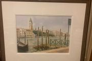 Venice watercolour painting signed free postage