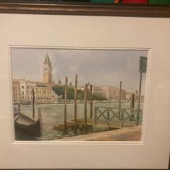 Venice watercolour painting signed free postage
