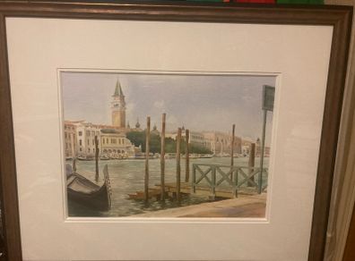 Venice watercolour painting signed free postage