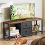 TV Stand Cabinet for TVs up to 55 Media Console with Shelves and 2 Drawers, Metal Frame, for Living Room, Bedroom, 120 x 30 x 50 cm, Rustic Brown and Black Image 4