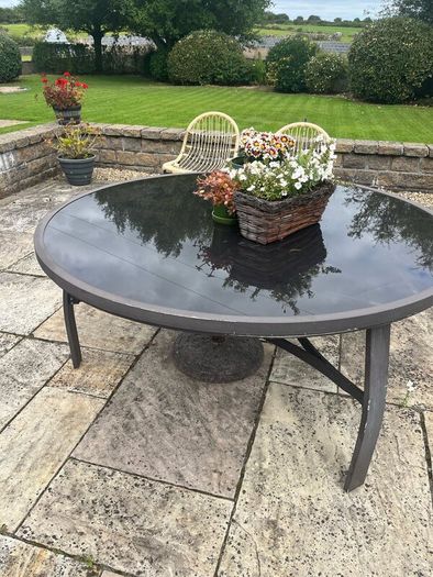Patio glass table