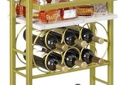 4-Tier Liquor Cabinet with wheels,Wine Rack Freestanding Floor, Bar Cart for Liquor Whiskey Wine,Versatile Wine Bottle Display Shelf,Mini Bar for Home Living Room,White