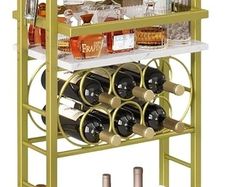 4-Tier Liquor Cabinet with wheels,Wine Rack Freestanding Floor, Bar Cart for Liquor Whiskey Wine,Versatile Wine Bottle Display Shelf,Mini Bar for Home Living Room,White