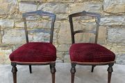 Pair of Late Victorian Ebonised Inlaid Chairs.