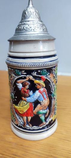 German Beer Stein Pewter Lid Vintage Made in Germany