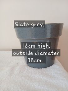 Glazed Terracotta Planter Pot.  Slate grey.