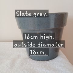 Glazed Terracotta Planter Pot.  Slate grey.