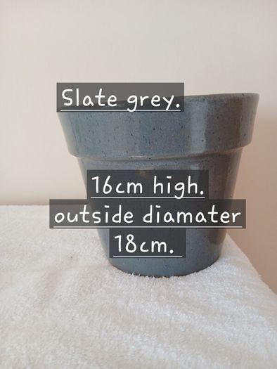 Glazed Terracotta Planter Pot.  Slate grey.