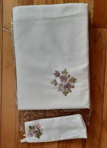 Sheer White and Floral Curtains 150 x 152 cms