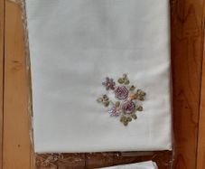 Sheer White and Floral Curtains 150 x 152 cms