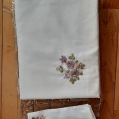 Sheer White and Floral Curtains 150 x 152 cms