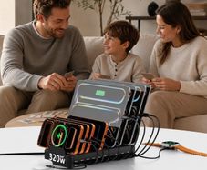 320W GaN Charging Station for Multiple Devices, 10 Cables, Black  10-Port USB-C Charger with Dual 65W PD Laptop Charging, 5 USB-C & 5 USB-A, Desk Organizer for MacBook, iPhone, iPad & Tablets