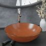 Bathroom Sink with Tap and Push Drain Brown Tempered Glass Image 5