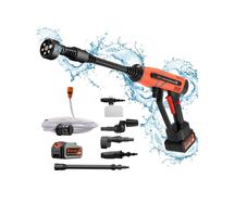 Portable Pressure Washer, Bravolu 500 PSI Cordless Pressure Washer with Accessory Kit, 4.0Ah Battery Powered Pressure Washer with 6 in 1 Multifunction Nozzle, Ideal for Cars Boats Garden