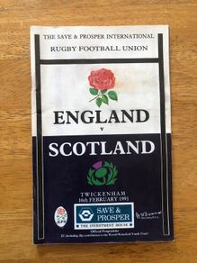 1991 England Vs Scotland Rugby Programme