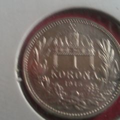 Hungary 1915 1 korona Unc .835 silver