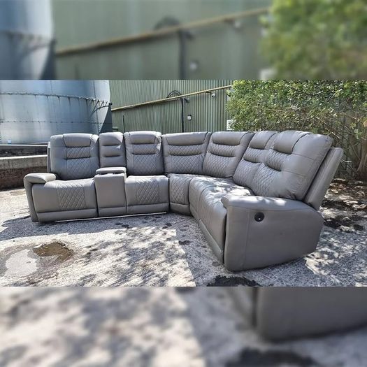 Halifax Leather Electric Recliner Corner Sofa - USB Ports - LED LIGHTS - CUP HOLDERS