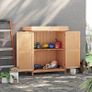 Wooden Garden Shed, Outdoor Storage Shed with Double Doors and Hinged Roof, Compact Size, 74 x 43 x 88cm, Burlywood Image 2