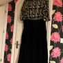 Black velvet dress, with gold shimmer bodice. Image 6
