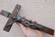 Antique Large Decorative Crucifix 13,5" x 7" (very fine details, exotic wood)