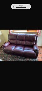 Burgundy comfy couch and arm chair