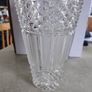VINTAGE Hermanova 20188/25 Art Deco Vase MCM Sklo Union Czech Art Glass Clear Glass Toothed Ridged Studded Pattern Bouquet Floor Vase - 10 inches Tall Image 2