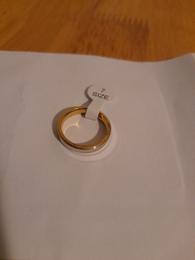 14kg Yellow and white Gold  plated band ring size 7