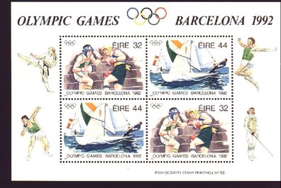 1992 Ireland Olympic Games Barcelona Commemorative Stamps Miniature Sheet Mint Never Hinged (MNH)