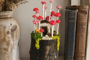 Handcrafted tiny wooden mushrooms