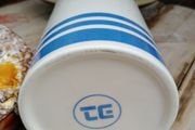 Tea storage jar, utensils storage, blue stipe