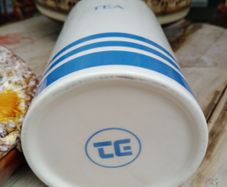 Tea storage jar, utensils storage, blue stipe