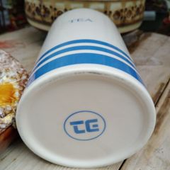 Tea storage jar, utensils storage, blue stipe